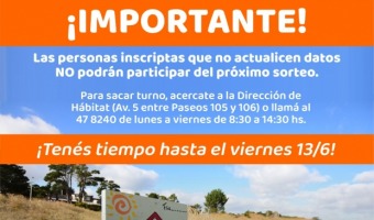 LOTES CON SERVICIOS: HASTA EL 13 DE JUNIO HAY TIEMPO PARA ACTUALIZAR LOS DATOS